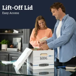 Bankers Box Stor/File Standard-Duty Storage Boxes, Letter/Legal Size, 10“ x 12" x 15", White/Blue, Pack Of 10 - 0070314