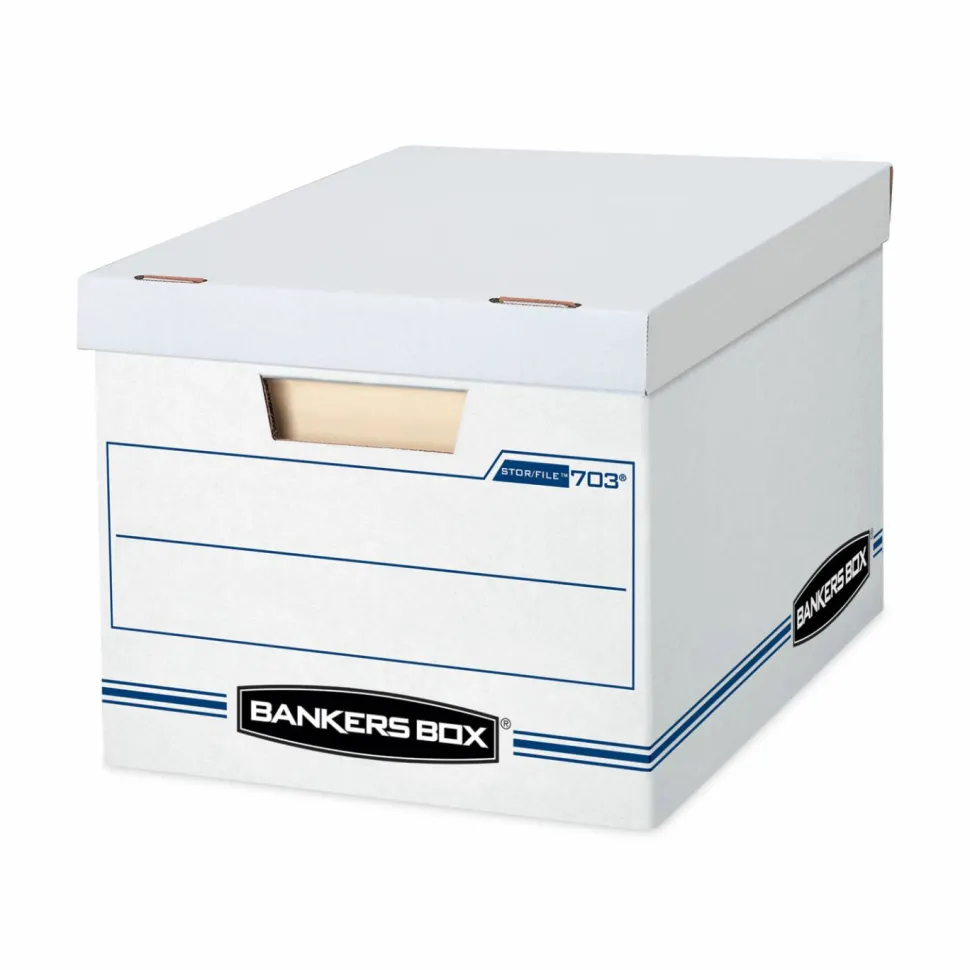 Bankers Box STOR/FILE Storage Box, Letter/Legal Files, 12.5" x 16.25" x 10.5", White, 6/Pack