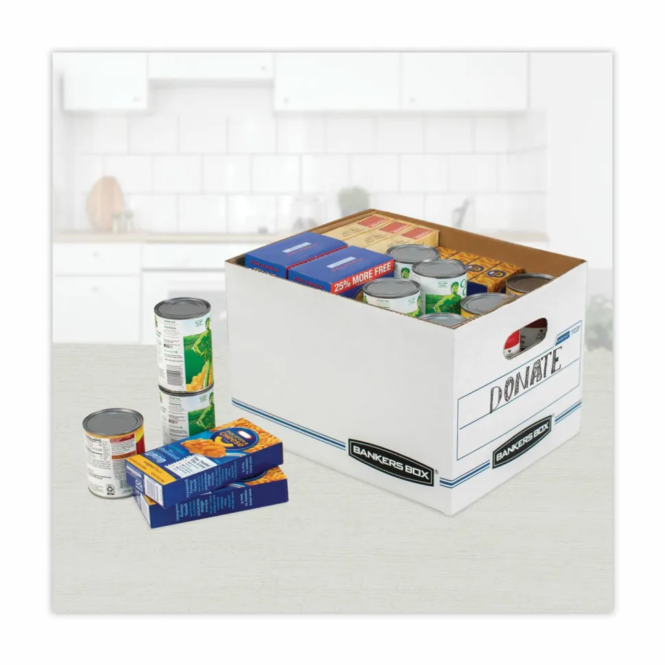 Bankers Box STOR/FILE Storage Box, Letter/Legal Files, 12.5" x 16.25" x 10.5", White, 6/Pack