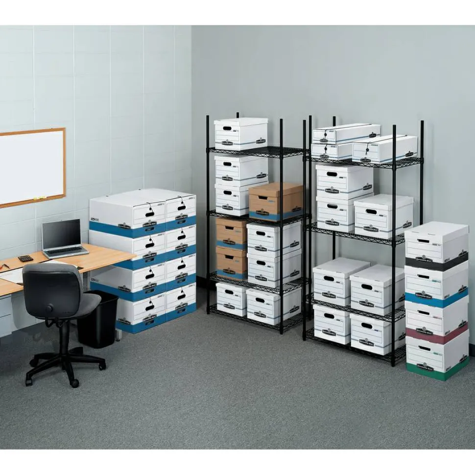 Bankers Box STOR/FILE Storage Box, Letter/Legal Files, 12.5" x 16.25" x 10.5", White, 6/Pack