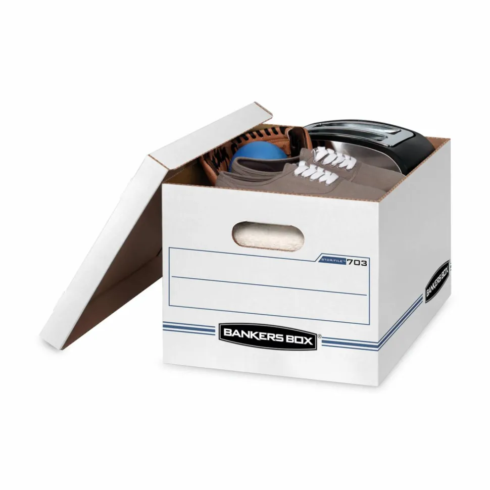 Bankers Box STOR/FILE Storage Box, Letter/Legal Files, 12.5" x 16.25" x 10.5", White, 6/Pack