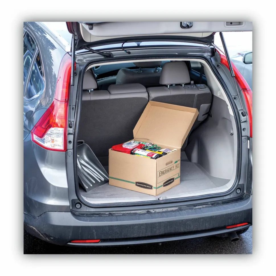 Bankers Box Systematic Standard-Duty Storage Boxes, Letter/Legal Size, 10" x 12" x 15", Kraft/Green, Case Of 12 - 12772