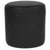 Barrington Upholstered Round Ottoman Pouf in Black LeatherSoft