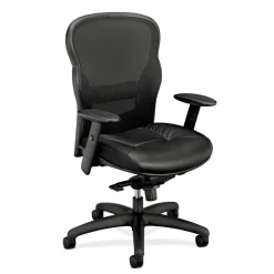 basyx by HON VL701 Ergonomic Bonded Leather/Mesh High-Back Chair, Black