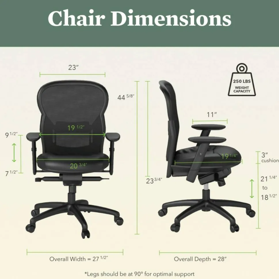 basyx by HON VL701 Ergonomic Bonded Leather/Mesh High-Back Chair, Black