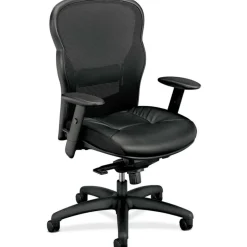 basyx by HON VL701 Ergonomic Bonded Leather/Mesh High-Back Chair, Black