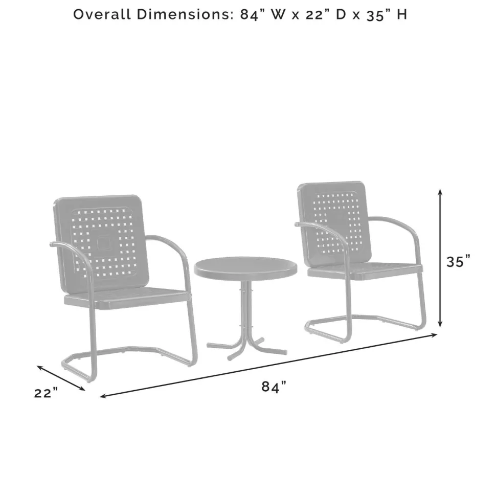 Bates 3Pc Outdoor Metal Armchair Set