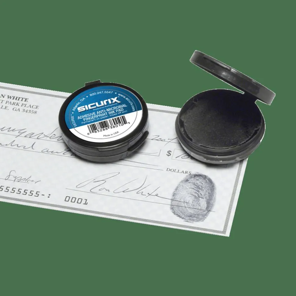 Baumgartens Fingerprint Ink Pad, 1 7/8" x 1 7/8" x 1/2", Black/Black Ink