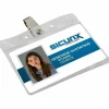 Baumgartens Horizontal Badge Holder With Clip, 2 1/2" x 3 1/2", Clear, Pack Of 50