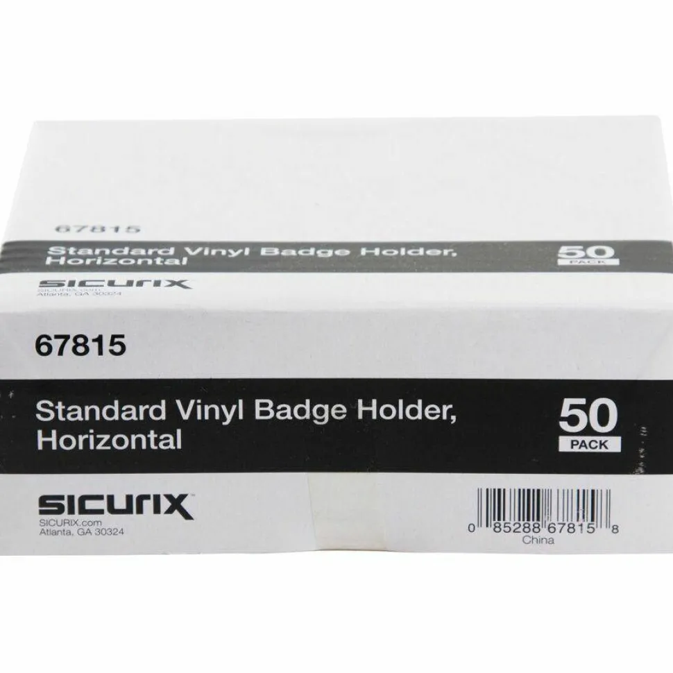 Baumgartens Punched ID Badge Holders, 2 1/2"H x 3 1/2"W, Horizontal, Clear, Pack Of 50