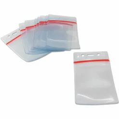 Baumgartens Sealable Vertical Badge Holder, 3 3/4" x 2 5/8", Clear, Pack Of 50