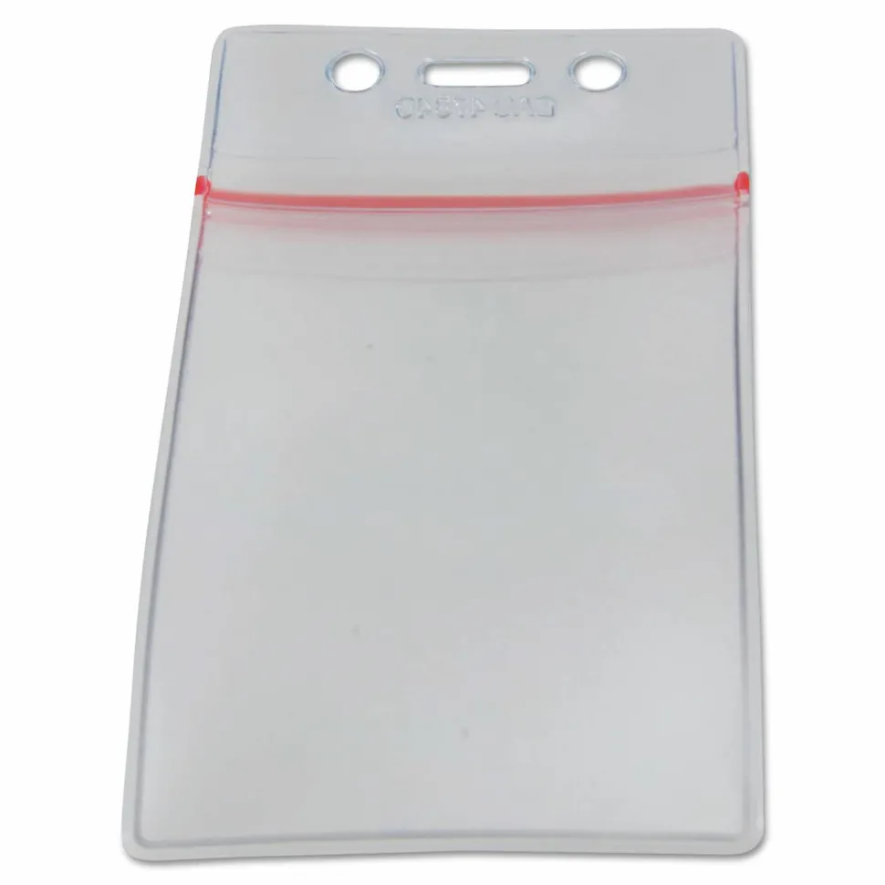 Baumgartens Sealable Vertical Badge Holder, 3 3/4" x 2 5/8", Clear, Pack Of 50