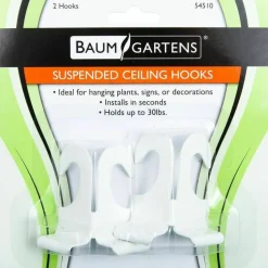 Baumgartens Suspended Ceiling Hooks, White, Pack Of 2