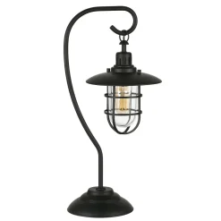 Bay 22" Tall Nautical Table Lamp with Glass/Metal Shade in Blackened Bronze/Clear