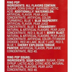 Bazooka Ring Pop Lollipops, Assorted Flavors, 0.5 oz, 40 Piece Tub