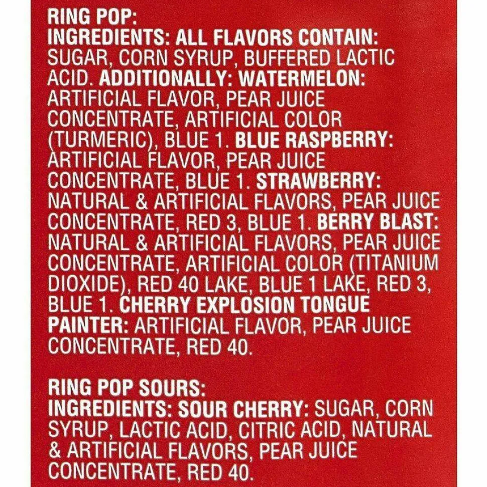 Bazooka Ring Pop Lollipops, Assorted Flavors, 0.5 oz, 40 Piece Tub