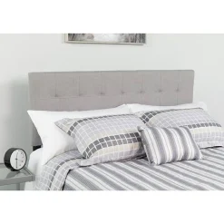 Bedford Tufted Upholstered King Size Headboard in Light Gray Fabric