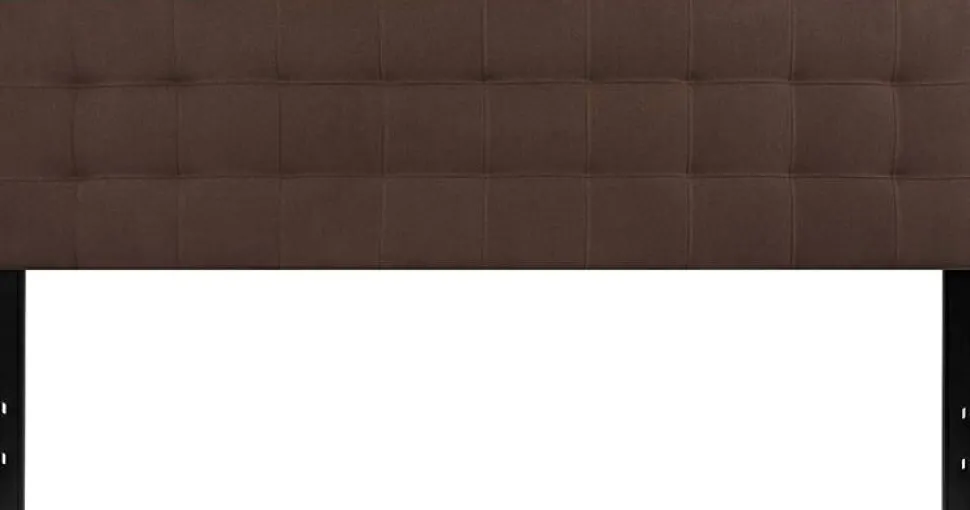 Bedford Tufted Upholstered King Size Headboard in Dark Brown Fabric