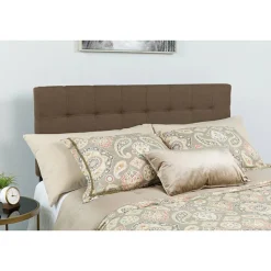 Bedford Tufted Upholstered King Size Headboard in Dark Brown Fabric