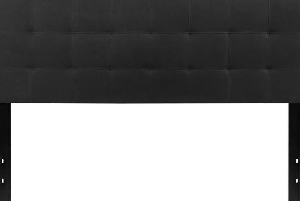 Bedford Tufted Upholstered Queen Size Headboard in Black Fabric