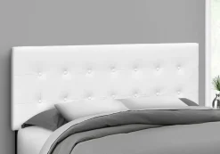 Bed, Headboard Only, Queen Size, Bedroom, Upholstered, White Leather Look, Transitional