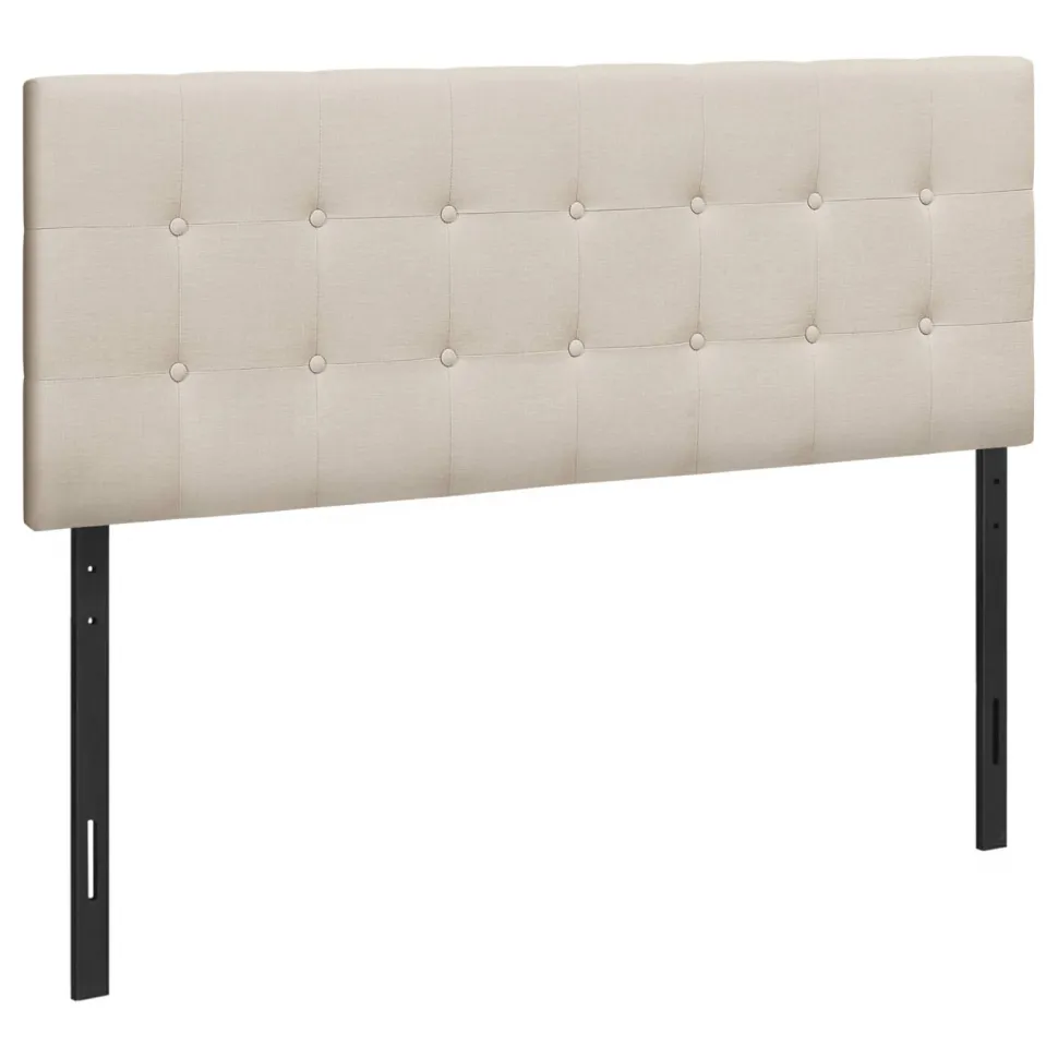 Bed, Headboard Only, Queen Size, Bedroom, Upholstered, Beige Linen Look, Transitional