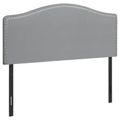 Bed, Headboard Only, Queen Size, Bedroom, Upholstered, Grey Leather Look, Transitional