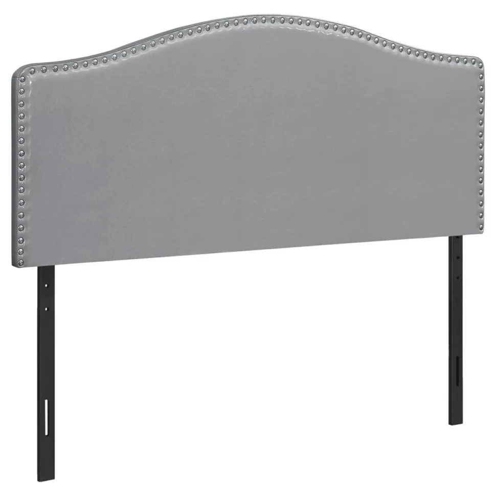 Bed, Headboard Only, Queen Size, Bedroom, Upholstered, Grey Leather Look, Transitional
