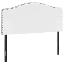 Bed, Headboard Only, Queen Size, Bedroom, Upholstered, White Leather Look, Transitional