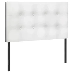 Bed, Headboard Only, Twin Size, Bedroom, Upholstered, White Leather Look, Transitional