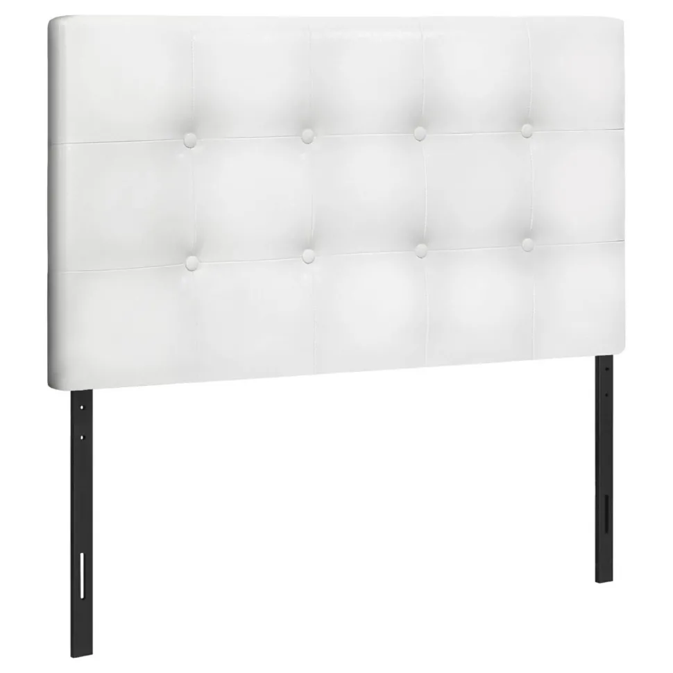 Bed, Headboard Only, Twin Size, Bedroom, Upholstered, White Leather Look, Transitional