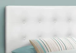Bed, Headboard Only, Twin Size, Bedroom, Upholstered, White Leather Look, Transitional