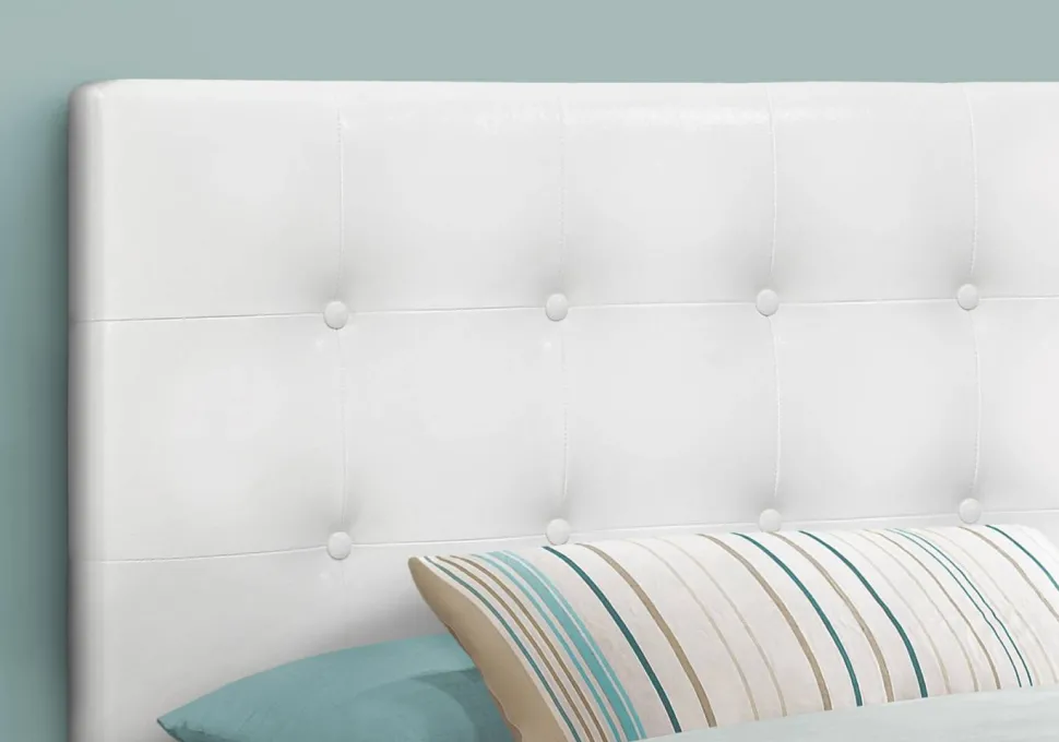 Bed, Headboard Only, Twin Size, Bedroom, Upholstered, White Leather Look, Transitional