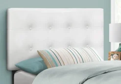 Bed, Headboard Only, Twin Size, Bedroom, Upholstered, White Leather Look, Transitional