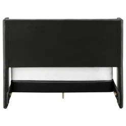 Bed, Queen Size, Bedroom, Frame, Upholstered, Grey Velvet, Chrome Trim, Transitional