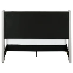 Bed, Queen Size, Bedroom, Frame, Upholstered, Beige Linen Look, Chrome Metal Legs, Transitional