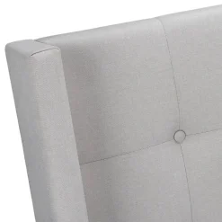 Bed, Queen Size, Bedroom, Frame, Upholstered, Beige Linen Look, Chrome Metal Legs, Transitional