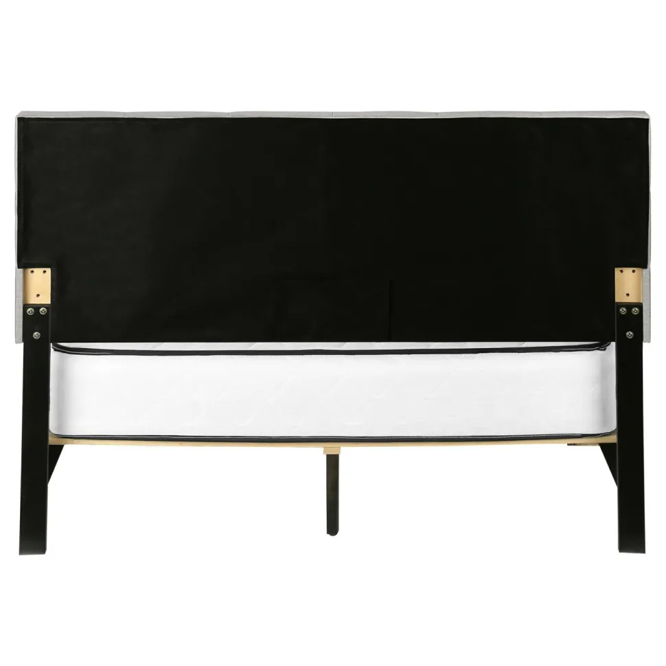 Bed, Queen Size, Bedroom, Frame, Upholstered, Grey Linen Look, Wood Legs, Transitional