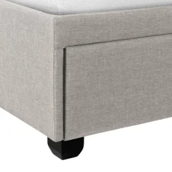 Bed, Queen Size, Bedroom, Frame, Upholstered, Grey Linen Look, Wood Legs, Transitional