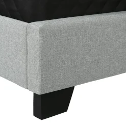Bed, Queen Size, Bedroom, Frame, Upholstered, Grey Velvet, Chrome Trim, Traditional