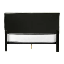 Bed, Queen Size, Bedroom, Frame, Upholstered, Beige Linen Look, Black Wood Legs, Transitional