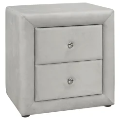 Bedroom Accent, Nightstand, End, Side, Lamp, Storage Drawer, Bedroom, Upholstered, Grey Velvet, Transitional