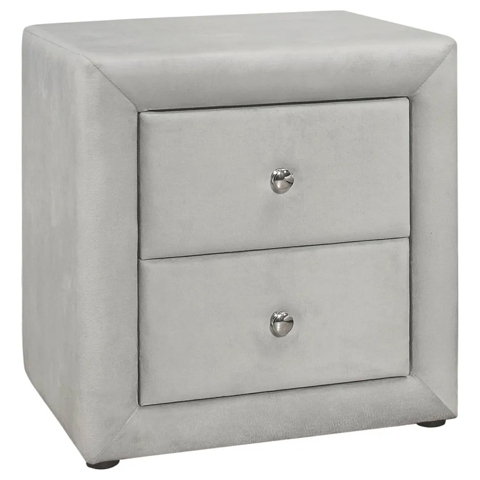 Bedroom Accent, Nightstand, End, Side, Lamp, Storage Drawer, Bedroom, Upholstered, Grey Velvet, Transitional