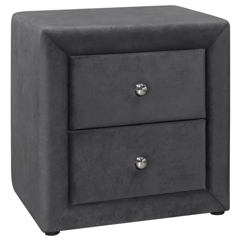 Bedroom Accent, Nightstand, End, Side, Lamp, Storage Drawer, Bedroom, Upholstered, Grey Velvet, Transitional