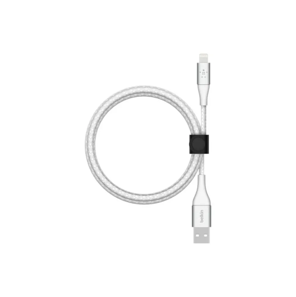 Belkin BoostCharge Braided USB-A To Lightning Cable - 6.6ft/2M, White