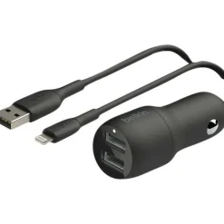 Belkin BoostCharge Dual USB-A Car Charger 24W + USB-A to USB-C Cable