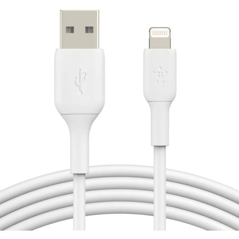 Belkin BoostCharge Lightning to USB-A Cable (2 meter / 6.6 foot, White)