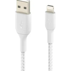 Belkin Braided Lightning to USB-A Cable (2m / 6.6ft, White)