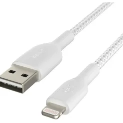 Belkin Braided Lightning to USB-A Cable (2m / 6.6ft, White)