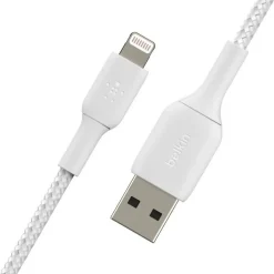 Belkin Braided Lightning to USB-A Cable (2m / 6.6ft, White)